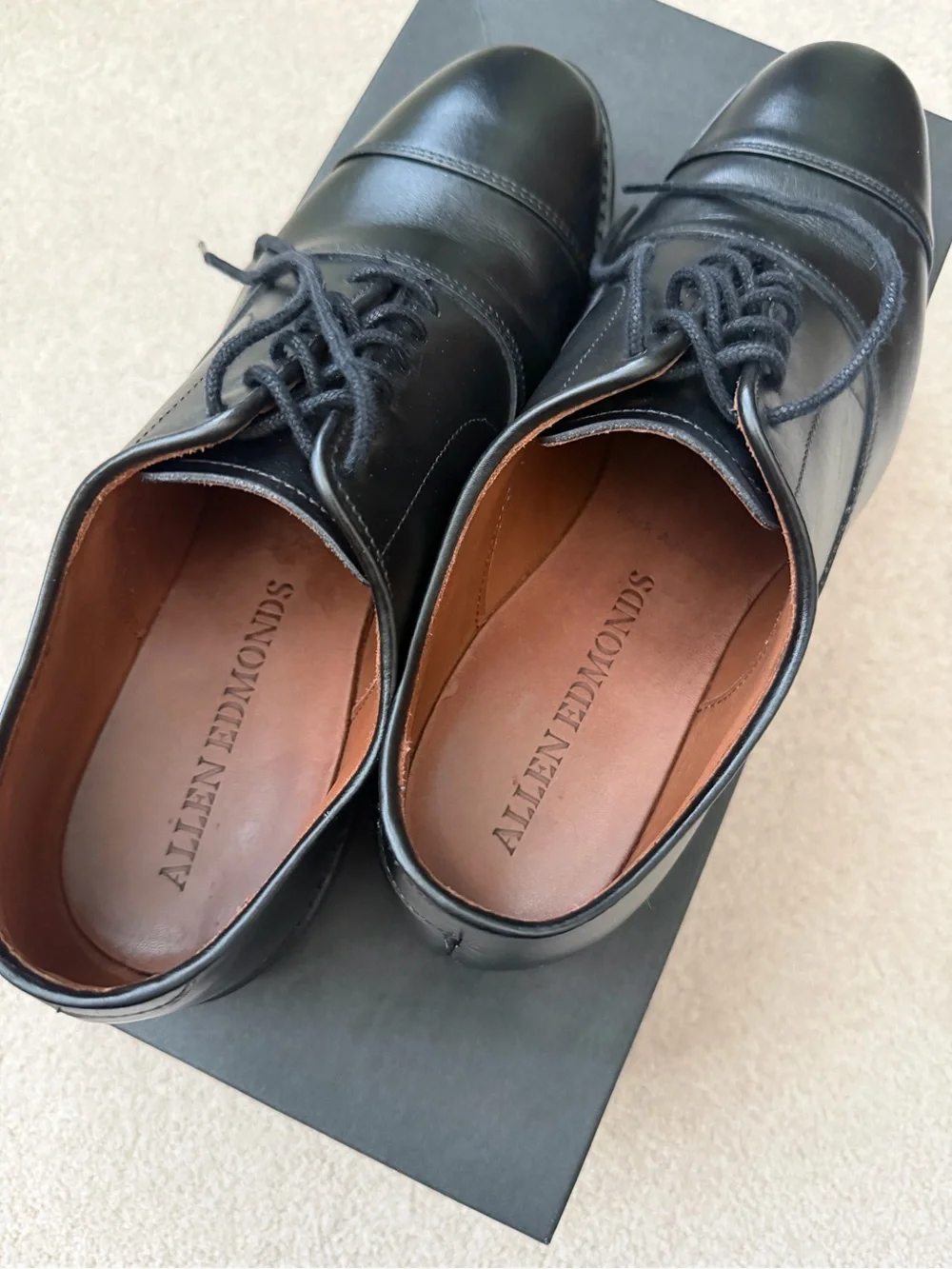 Allen Edmonds || Park Avenue Cap Toe Oxford Leather Shoes Black || Size 7.5 Box